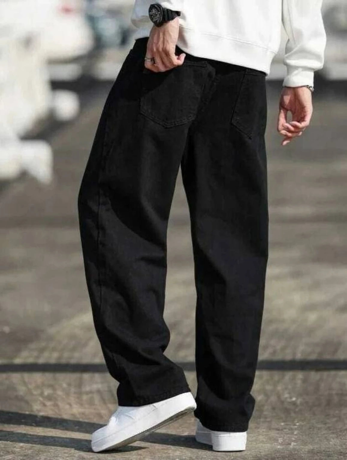Denim Langford Men Loose Fit Mid Rise Black Jeans