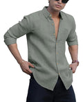NexaFlair Men's Regular Fit Solid Pattern Laffer Cotton Shirt with Long Sleeve Collared Neck Standard Length and Button Down Closure Type | Mens Casual Shirts | Man's Formal Shirts